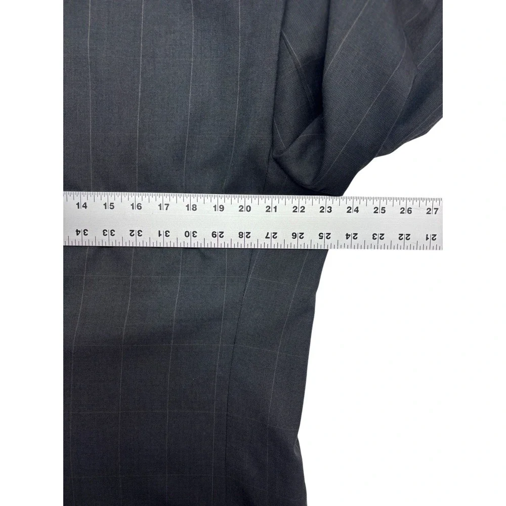 vtg 90s Christian Dior 44L 36x32 Gray Windowpane Pant Suit Double Breasted USA